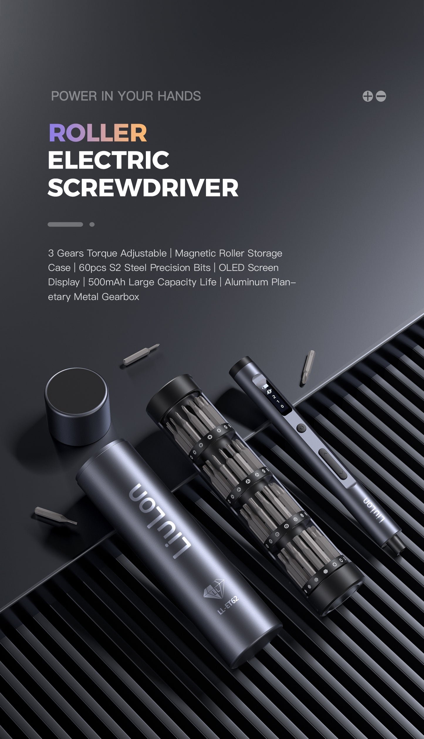 Liulon LL-ET62 62 In 1 Screwdriver Set With 3 Adjustable Gears
